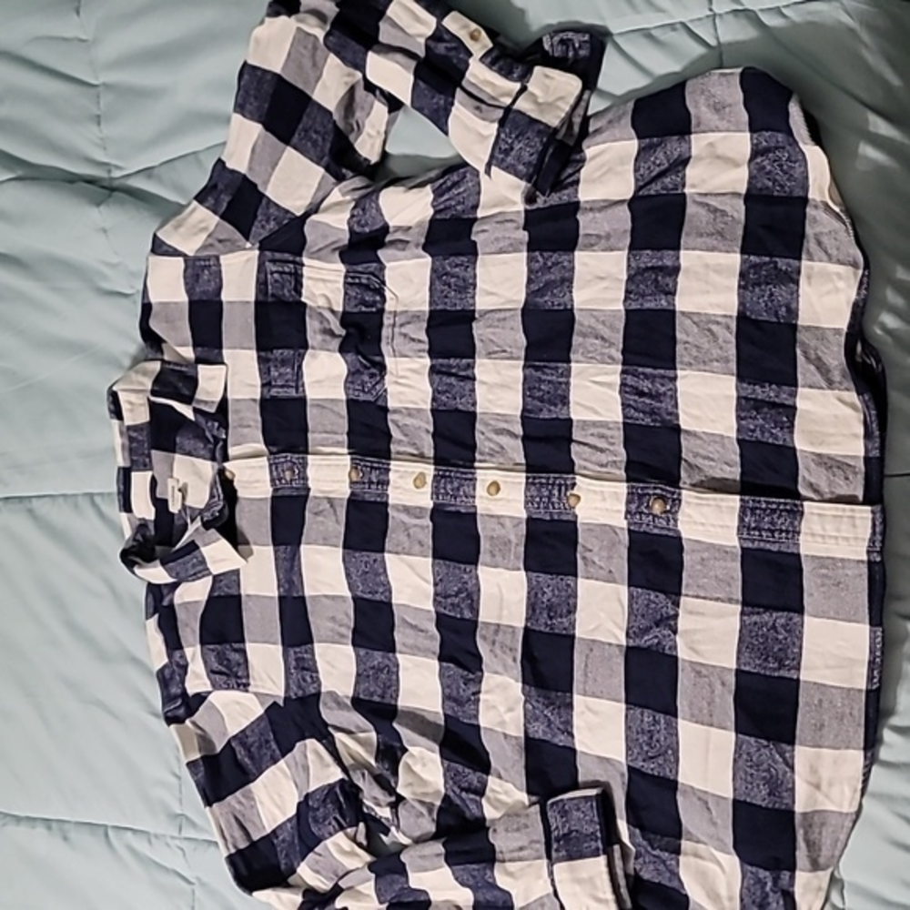 L.L. Bean 100% Organic Cotton Navy/White Plaid Thick Flannel LS Men's 3X NWOT